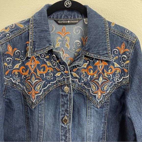 Gordon James Blue Denim Embellished Jacket Medium - Picture 2 of 11